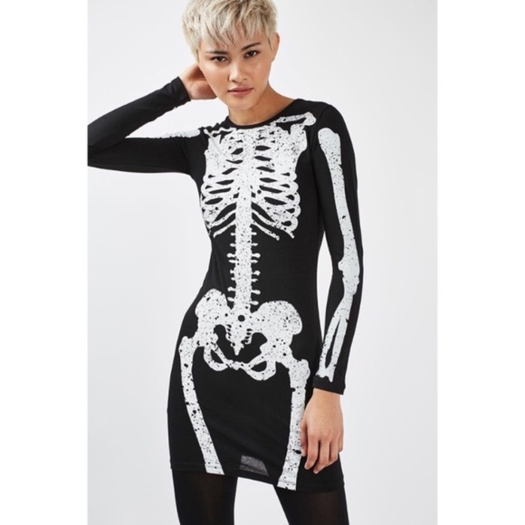 Topshop Black and White Skeleton Mini Dress - Picture 2 of 7